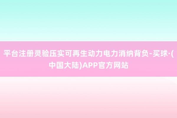 平台注册灵验压实可再生动力电力消纳背负-买球·(中国大陆)APP官方网站