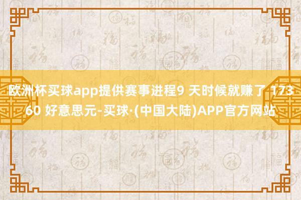 欧洲杯买球app提供赛事进程9 天时候就赚了 17360 好意思元-买球·(中国大陆)APP官方网站