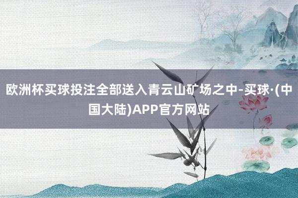 欧洲杯买球投注全部送入青云山矿场之中-买球·(中国大陆)APP官方网站