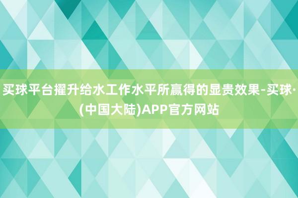 买球平台擢升给水工作水平所赢得的显贵效果-买球·(中国大陆)APP官方网站
