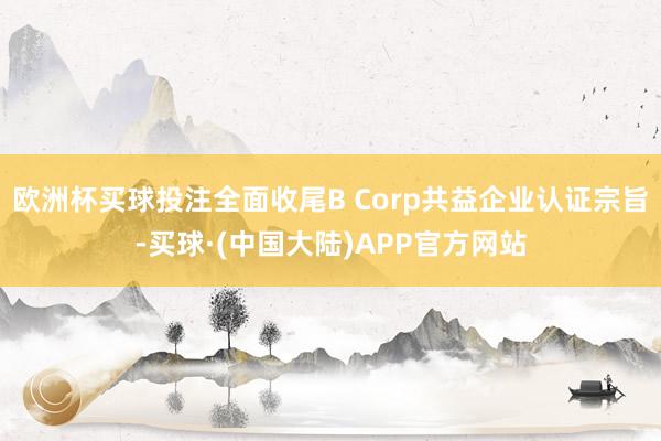 欧洲杯买球投注全面收尾B Corp共益企业认证宗旨-买球·(中国大陆)APP官方网站