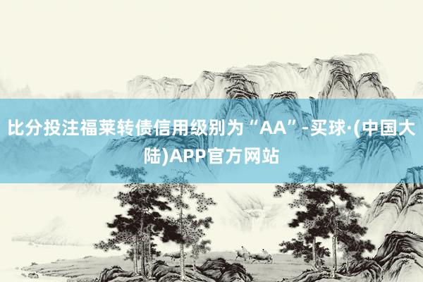 比分投注福莱转债信用级别为“AA”-买球·(中国大陆)APP官方网站