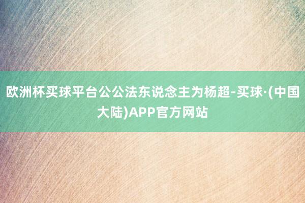 欧洲杯买球平台公公法东说念主为杨超-买球·(中国大陆)APP官方网站