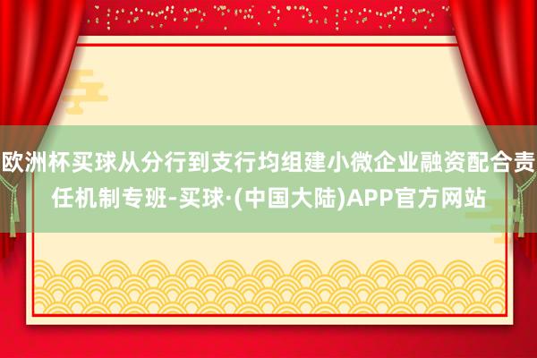 欧洲杯买球从分行到支行均组建小微企业融资配合责任机制专班-买球·(中国大陆)APP官方网站