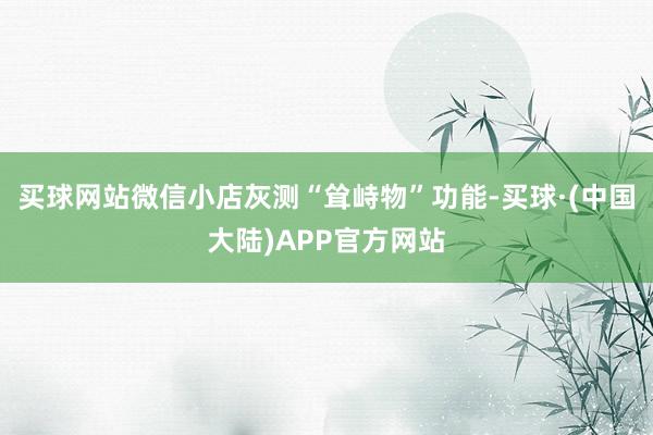 买球网站微信小店灰测“耸峙物”功能-买球·(中国大陆)APP官方网站
