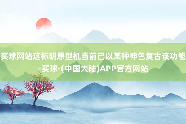 买球网站这标明原型机当前已以某种神色复古该功能-买球·(中国大陆)APP官方网站